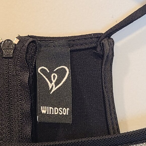 Windsor Mini Dress Black LBD Extra Small Mesh Chest - Picture 7 of 9